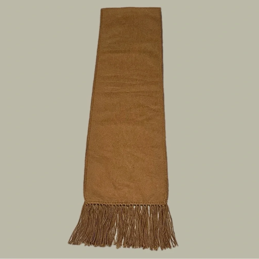 Alpaca Cusqueno Peruvian Alpaca Wool Scarf Camel Brown Fringe Made in Peru
